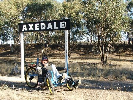 The author at the Axedale Railway Station site on the O'Keefe Rail Trail, 2013
